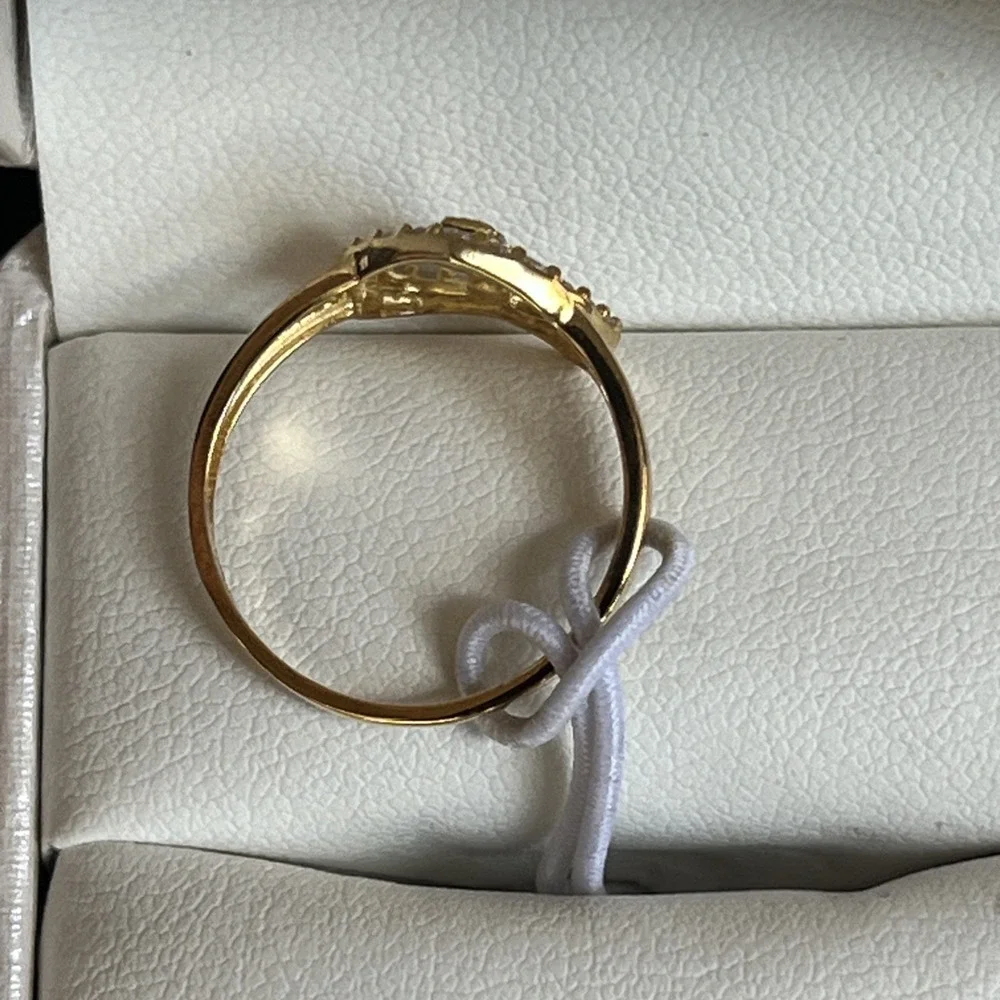 Cynthia Rowley 925 Sterling Silver Gold Plated Virgin Mary Heart CZ Ring 6.5 NIB